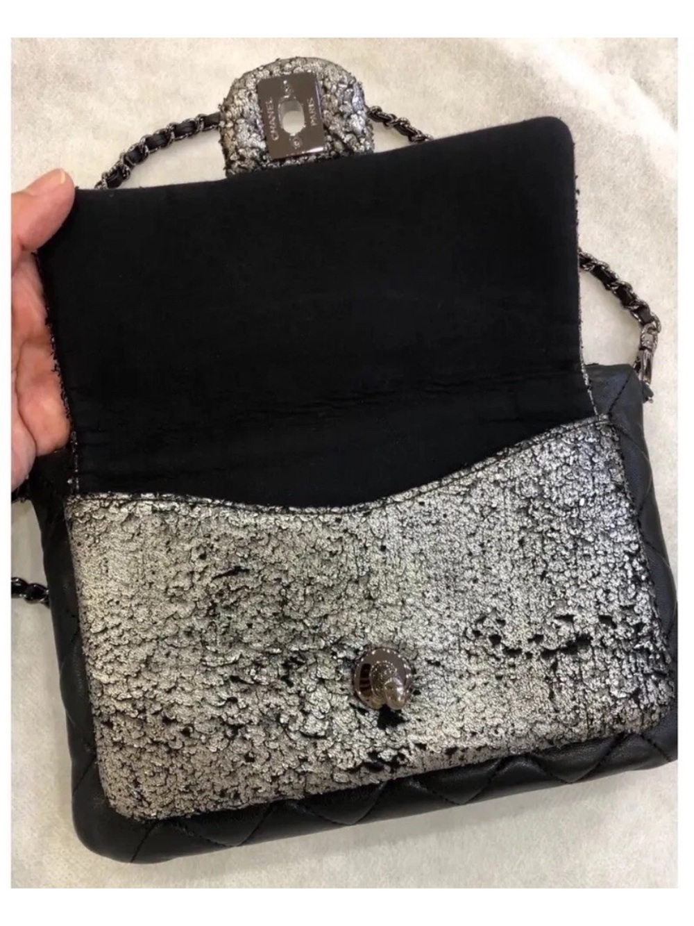 Chanel Mineral Nights Flap Clutch Evening Bag Metallic & Quilted Leather France - Picture 9 of 11